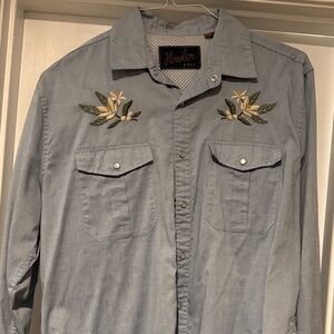 Howler Brothers Light Blue Floral Embroidered Shirt